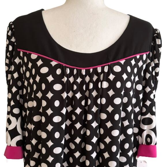 Tiana B Dress Short Sleeve Knee Length Shift Black White Pink Dress Size 18 NEW - Picture 3 of 12